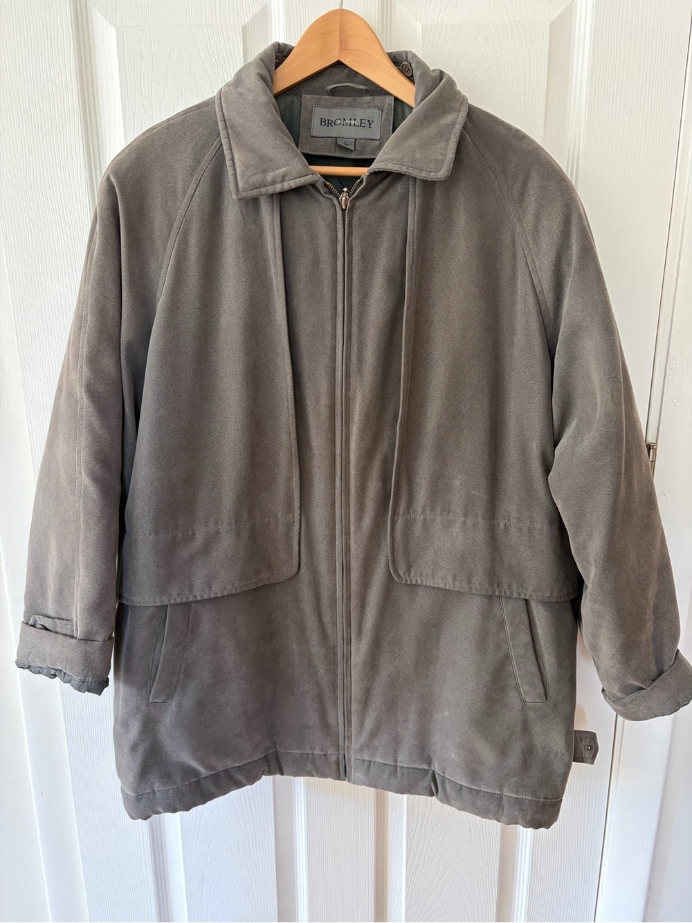 Bromley Collection Suede-Like Oversized Parka Jacket Grunge, Vintage, Grandpa